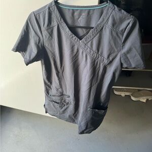 Scrubstar Charcoal Scrub Top with Aqua Accent